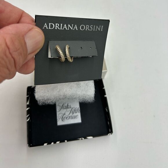 Women’s Adriana Orsini pave small hoop earrings - Picture 2 of 7